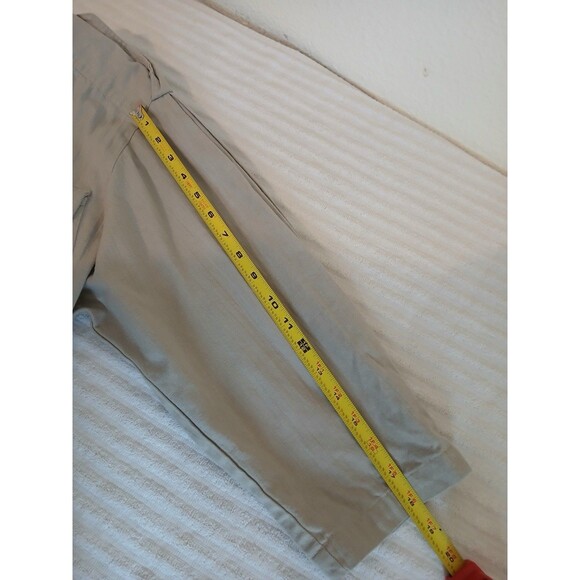 ACT I Womens Jumpsuit Beige Button Up Zipper Pockets 3/4 Sleeve Belt 90’s M - Picture 13 of 16